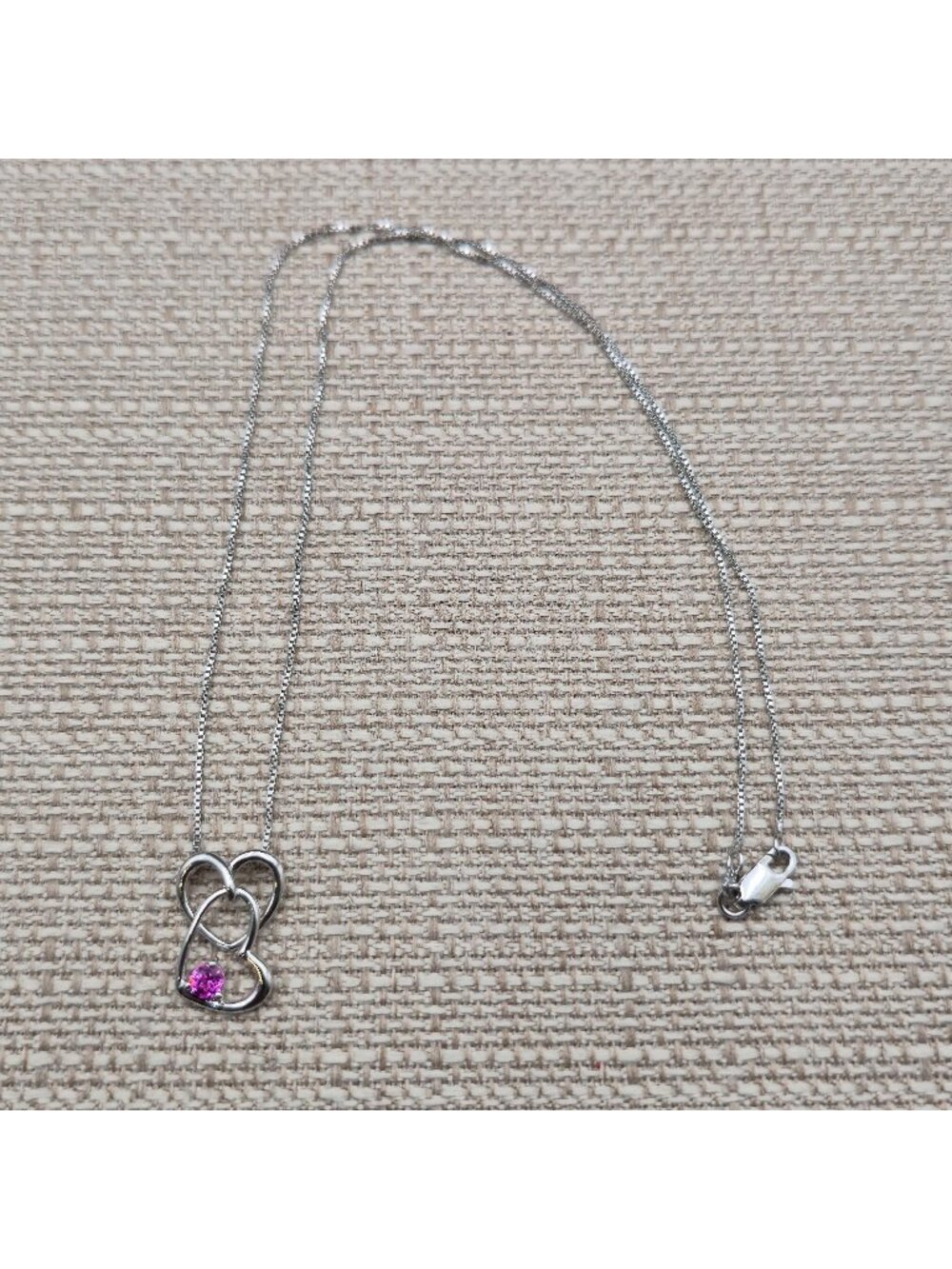 18 Inch Sterling Silver Open Heart Infinity Necklace with Pink Sapphire A8527